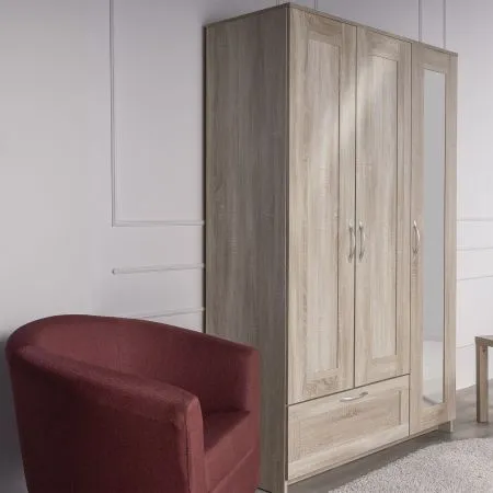 2.02.01.030.3 СИРИУС шкаф комбинированный "3 двери и 1 ящик сонома RU" (с 1 зеркалом)