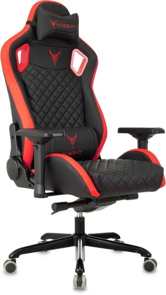 Кресло игровое Knight Titan черный/красный ромбик экокожа с подголов. крестов. металл