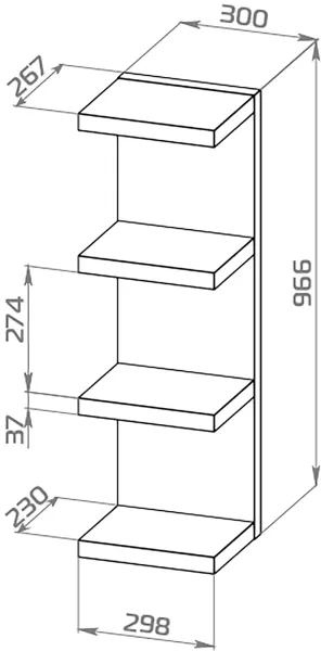 S00753 Фора 100Е полка  настенная 30х97х27, белый