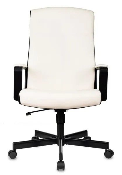 Кресло руководителя Бюрократ DOMINUS белый/черный экокожа крестов. металл