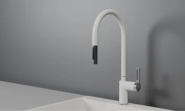 GR-8172, АРКТИК (БЕЛЫЙ), СМЕСИТЕЛЬ КУХОННЫЙ С ВЫДВИЖНЫМ ИЗЛИВОМ