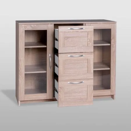 2.02.03.380.3 СИРИУС тумба 2 двери со стеклом и 3 ящика 117х95 сонома RU