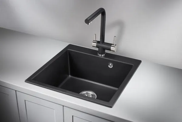 5102, ШВАРЦ (чёрный металлик), кухонная мойка, кварц