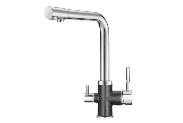 3015, XРОМ/ЧЁРНЫЙ, СМЕСИТЕЛЬ КУХОННЫЙ