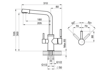 3015, XРОМ/ПЕСОК, СМЕСИТЕЛЬ КУХОННЫЙ
