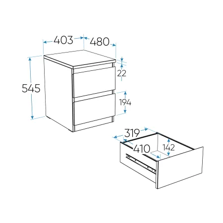 2.05.03.010.1 МАЛЬТА тумба 2 ящика 40х54 белая RU