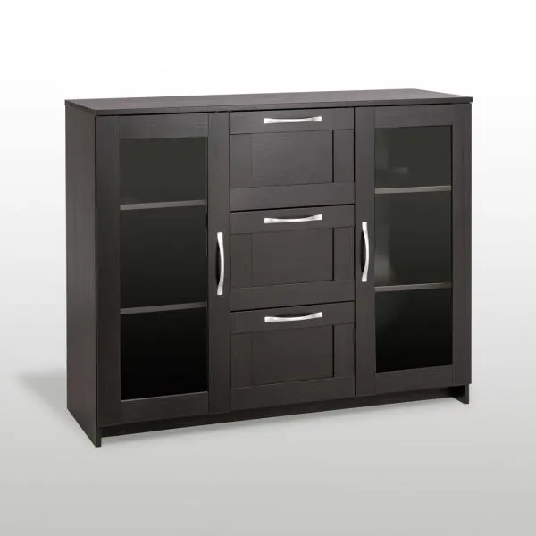 2.02.03.380.5 СИРИУС тумба 2 двери со стеклом и 3 ящика 117х95 Дуб Венге RU