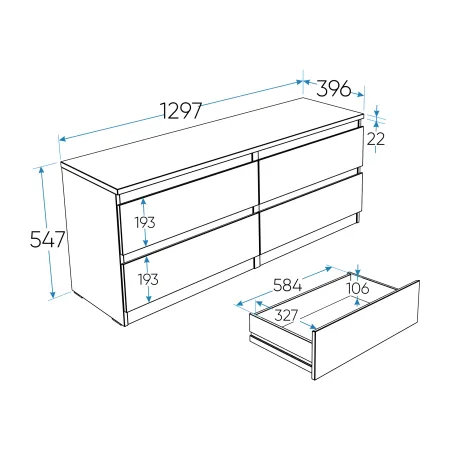 2.03.03.100.1 КАСТОР тумба 4 ящика RU белая