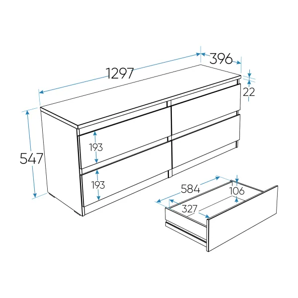 2.03.03.100.5 КАСТОР тумба 4 ящика RU Дуб Венге