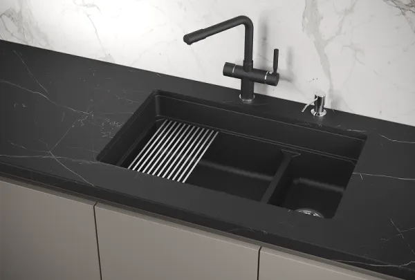 KS-7304U, ЧЁРНЫЙ  кухонная мойка, кварц