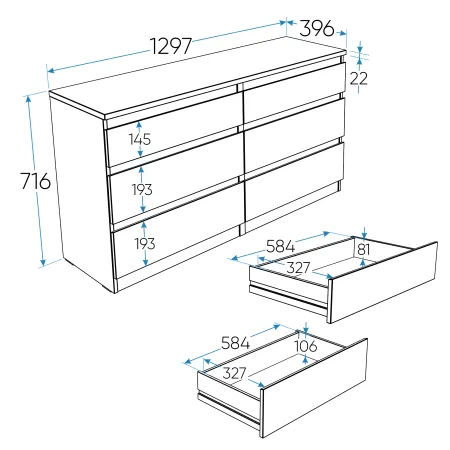 2.03.02.080.3 КАСТОР комод 6 ящиков RU сонома