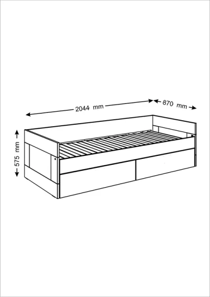 2.02.08.460.3 СИРИУС кровать раздвижная с ящиками 80х200 сонома RU