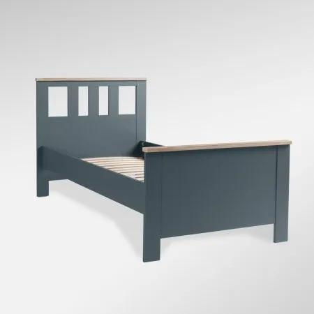 2.08.04.050.16 САГА кровать одинарная 90х200 темно-бирюзовая/ясень