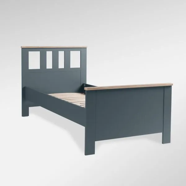 2.08.04.050.16 САГА кровать одинарная 90х200 темно-бирюзовая/ясень