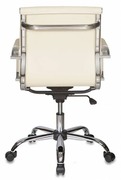 Кресло руководителя Бюрократ Ch-993-Low слоновая кость экокожа низк.спин. крестов. металл хром