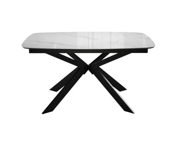Стол DikLine BK140 керамика Carrara Gloss (мрамор глянец белый), подстолье черное, опоры черные