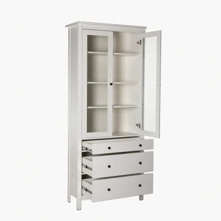 2.08.07.130.1 САГА шкаф с витриной 90 белый RU