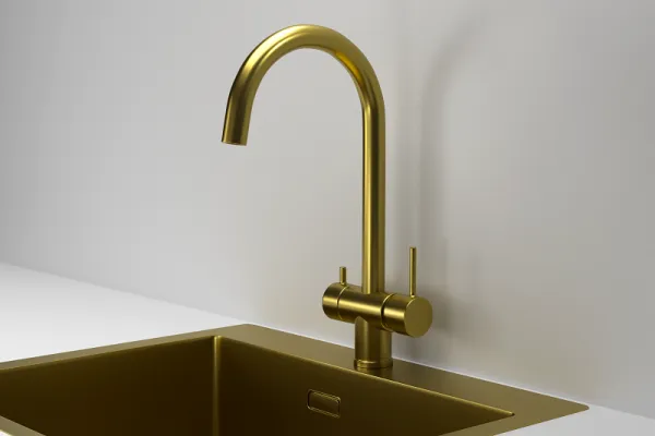 KS-7104, ЗОЛОТО САТИН, СМЕСИТЕЛЬ КУХОННЫЙ