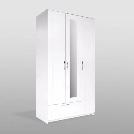 2.02.01.510.1 СИРИУС шкаф 3 двери и 1 ящик 117х59х220 белый RU (с 1 зеркалом)