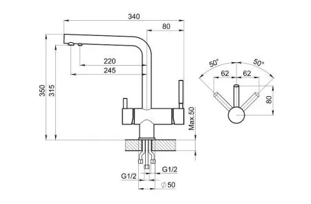 2305, ЧЕРНЫЙ, СМЕСИТЕЛЬ КУХОННЫЙ