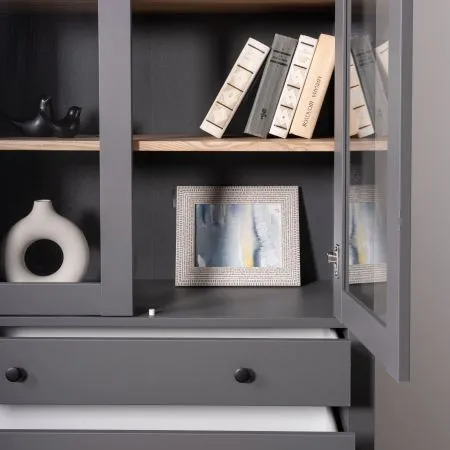 2.08.07.130.15 САГА шкаф с витриной 90 серый/ясень RU