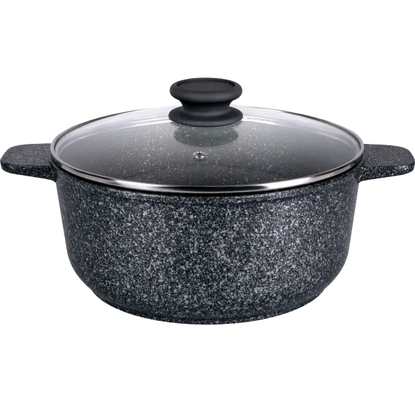 Кастрюля MAUNFELD GRETA MF24GRTT01CR из литого алюминия со стеклянной крышкой, 24 см, 4 л Мраморный