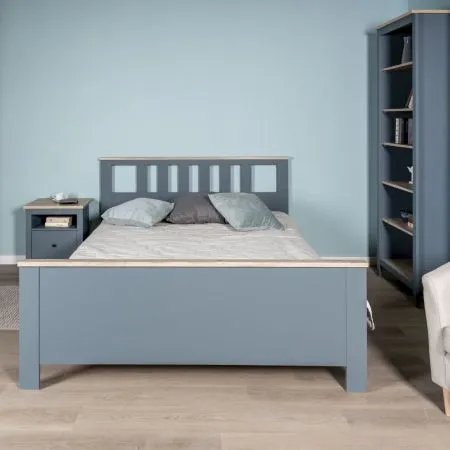 2.08.04.070.16 САГА кровать двойная 160х200 темно-бирюзовая/ясень