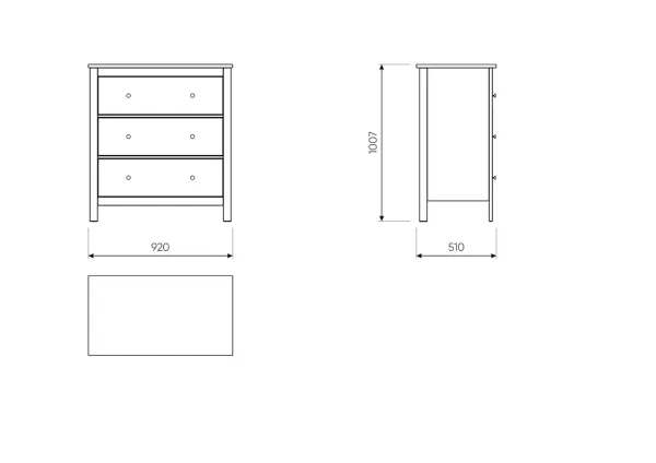 2.08.02.020.1 САГА комод 3 ящика белый