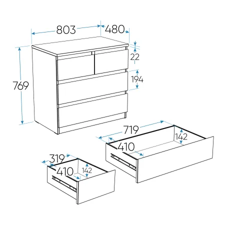 2.05.02.050.1 МАЛЬТА комод 2+2 ящика 80х76 белый RU