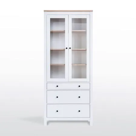 2.08.07.130.14 САГА шкаф с витриной 90 белый/ясень RU