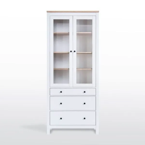 2.08.07.130.14 САГА шкаф с витриной 90 белый/ясень RU