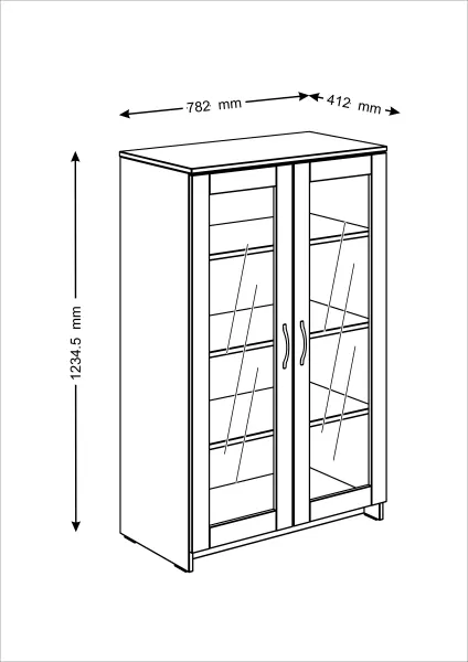 2.02.03.390.1 СИРИУС тумба 2 двери со стеклом 78х123 белая RU