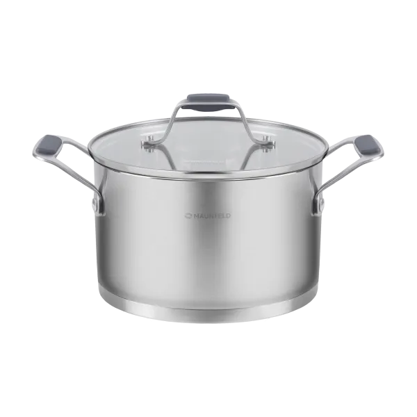 Кастрюля MAUNFELD MADISON MF30MS01CR из нержавеющей стали со стеклянной крышкой, 18  см, 2,6 л.