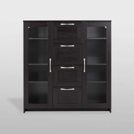 2.02.03.400.5 СИРИУС тумба 2 двери со стеклом и 4 ящика 117х123 Дуб Венге RU