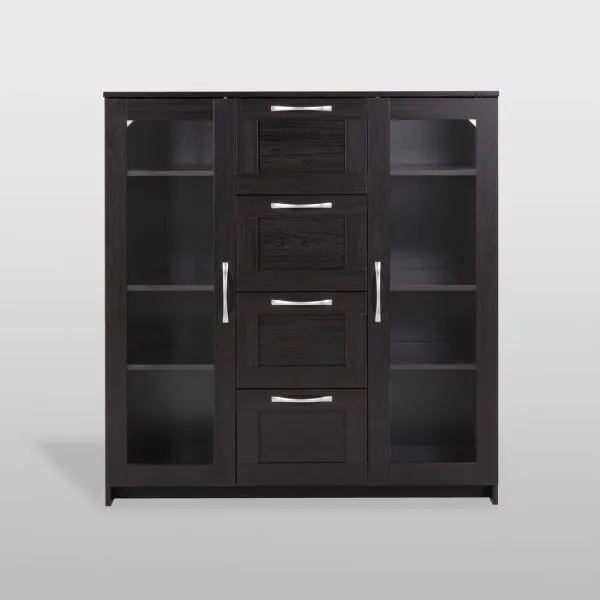 2.02.03.400.5 СИРИУС тумба 2 двери со стеклом и 4 ящика 117х123 Дуб Венге RU