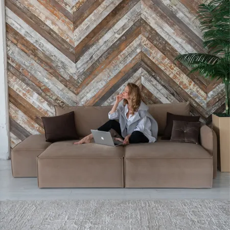 ПОРТЛЕНД Диван прямой с банкеткой бежевый