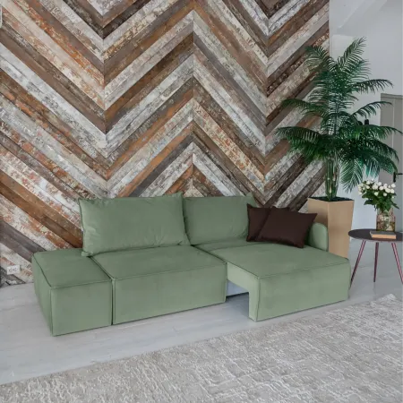 ПОРТЛЕНД Диван прямой с банкеткой зеленый