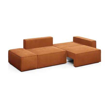 КОРСО Диван прямой с банкеткой, терракотовый