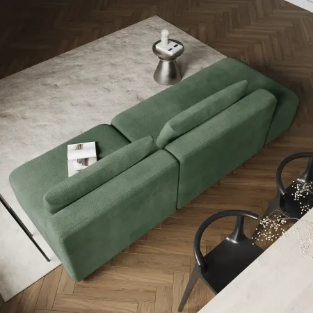 НОВЫЕ ЭМОЦИИ Диван прямой, темно-зеленый, банкетка слева