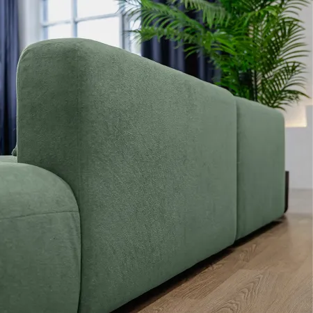 НОВЫЕ ЭМОЦИИ Диван прямой, темно-зеленый, банкетка справа