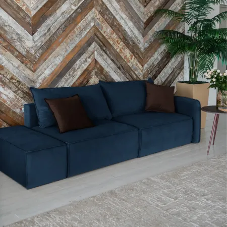 ПОРТЛЕНД Диван прямой с банкеткой синий