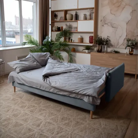 СКАНДИ Диван тканевый прямой светло-серый