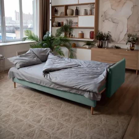 СКАНДИ Диван тканевый прямой мятный