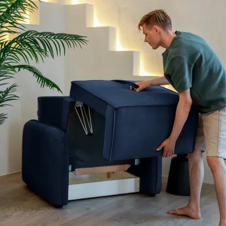 ПОРТЛЕНД Кресло-кровать синее