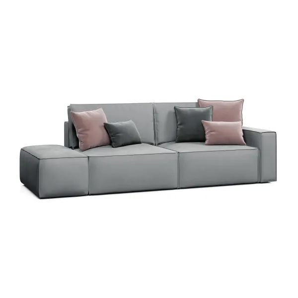 КОРСО Диван прямой с банкеткой, серый