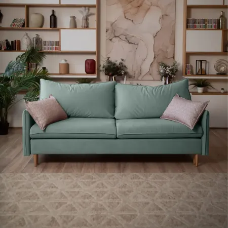 СКАНДИ Диван тканевый прямой мятный