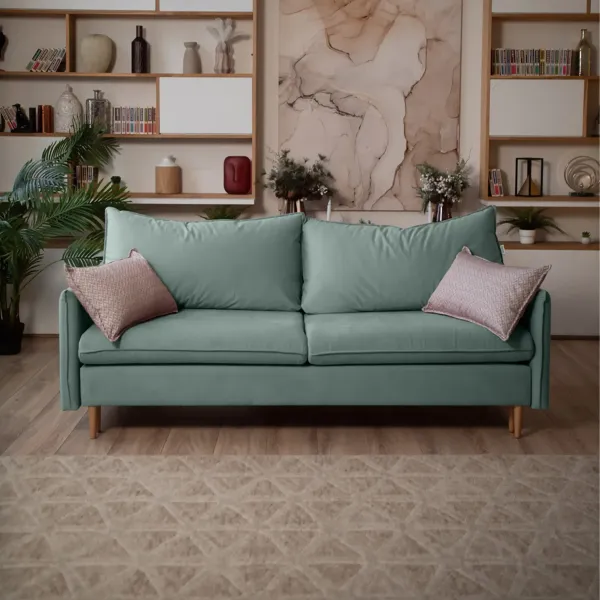 СКАНДИ Диван тканевый прямой мятный