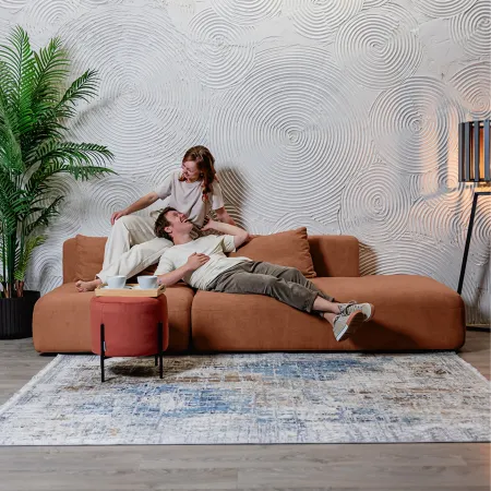 НОВЫЕ ЭМОЦИИ Диван прямой, терракотовый, банкетка справа