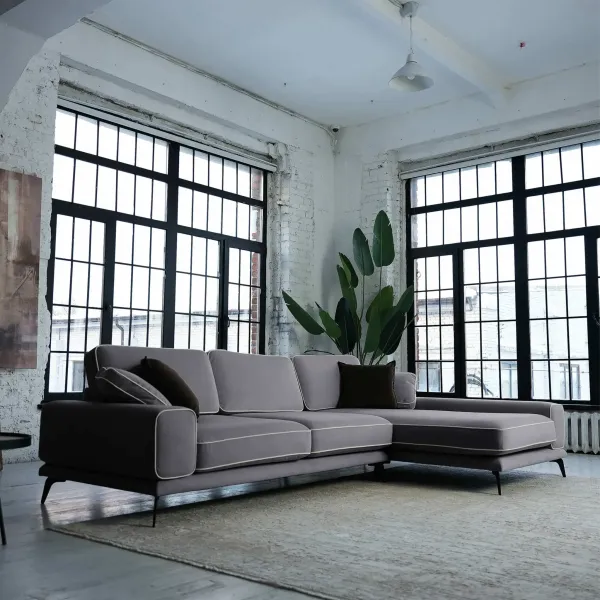 Солнечное побережье Диван угловой, галечный серый