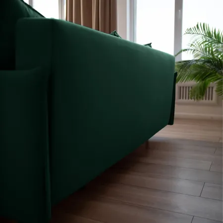СКАНДИ Диван тканевый прямой изумрудный